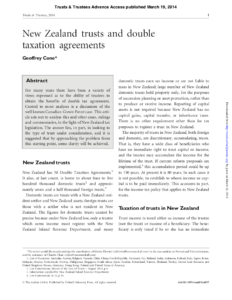 New Zealand Trusts and Double Taxation Agreements - an article by Geoffrey Cone at Cone Marshall