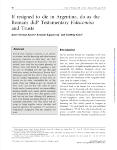 If Resigned to Die in Argentina, do as the Romans Did - Trusts and Trustees - Vol 18 Issue I January 2012 Article by Geoffrey Cone of Cone Marshall